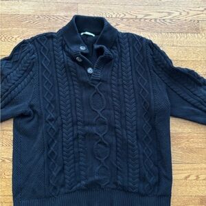 Tilly's Men's Black Cable Knit V-Neck Sweater